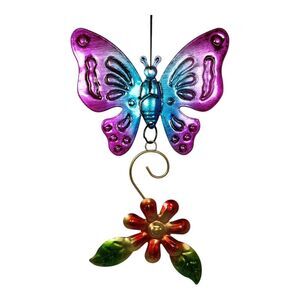 Trueliving Indoor Outdoor Garden Hanging Wall Decor Multicolor Butterfly Flower